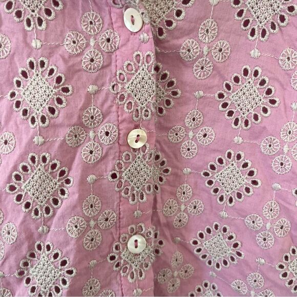 Zara Pink Eyelet Short Sleeve Button Down Shirt - Picture 6 of 8